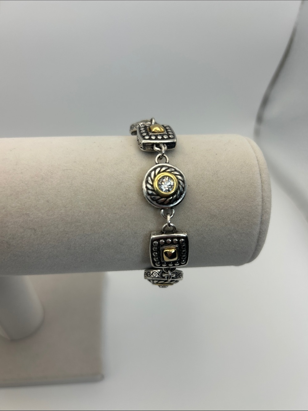 Brighton Heiress Bracelet Two-tone Silver Gold Plated 8" Adjustable